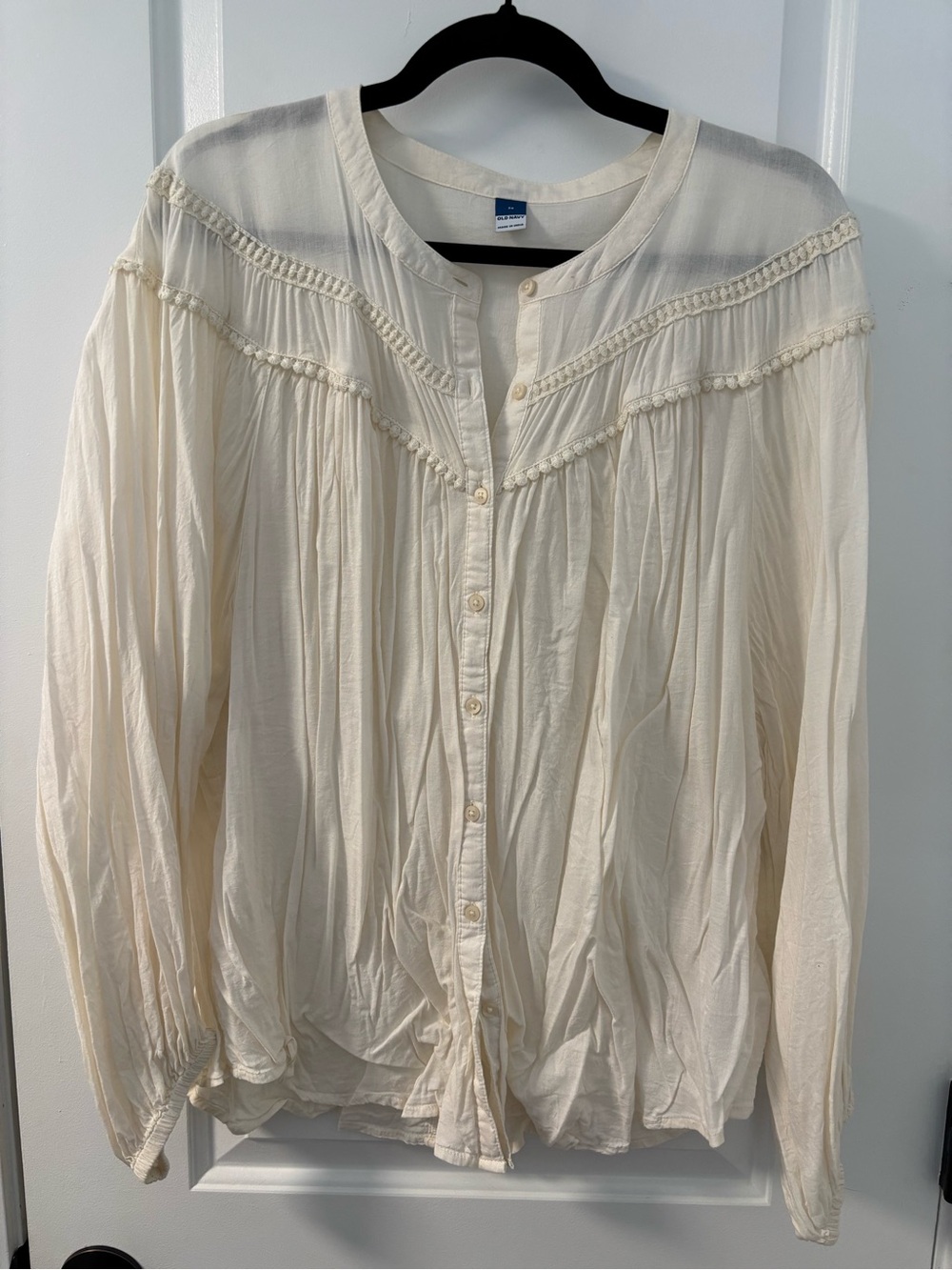 Old Navy Cream Button-Front Peasant Blouse - Size 2X